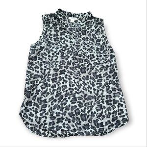 Old Navy Sheer Leopard Sleeveless Button Down Blouse